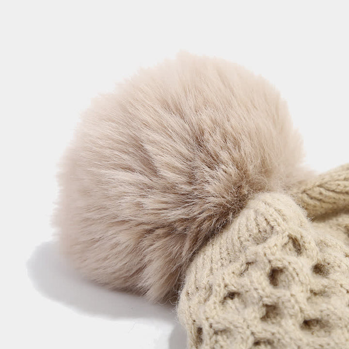 Conjunto de 3 guantes y gorro de punto cruzado para mujer