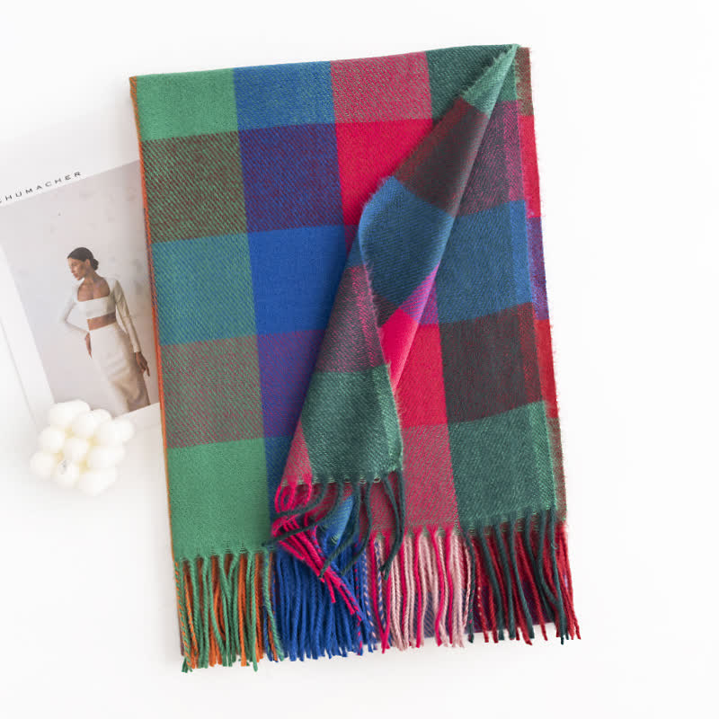 Bufanda con flecos de colores vivos y brillantes para mujer