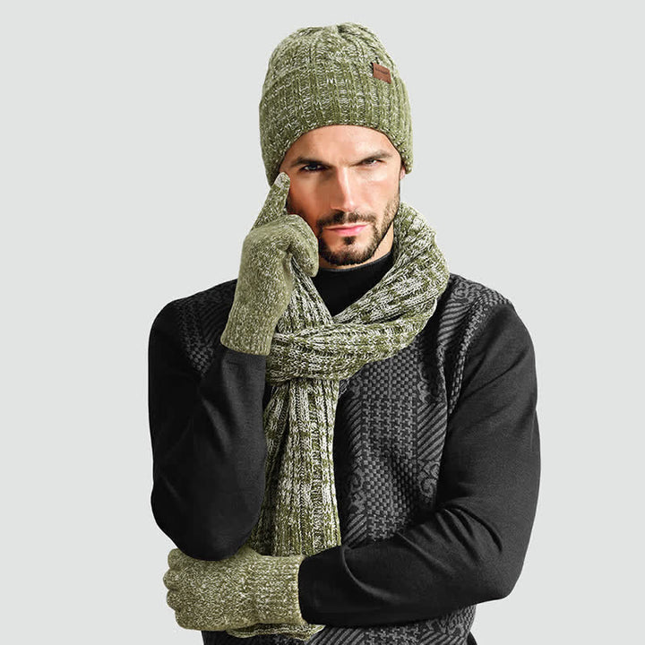 Conjunto de 3 guantes unisex elegantes con bufanda larga y pantalla táctil