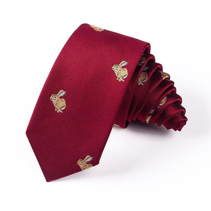 Corbata para hombre con diseño de animales, conejos, faisanes y pájaros