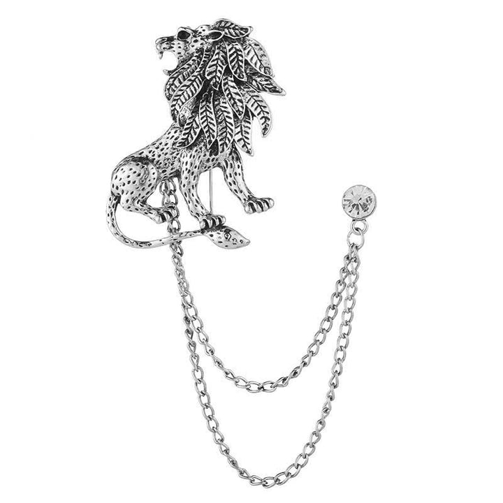 Broche de cadena con león dominante para hombre