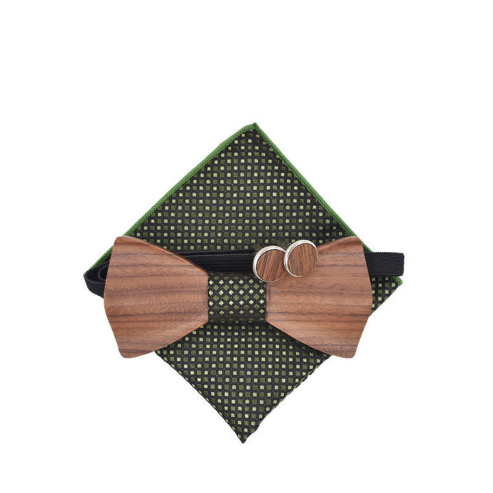 Juego de 3 pajaritas de madera de nogal negro para hombre