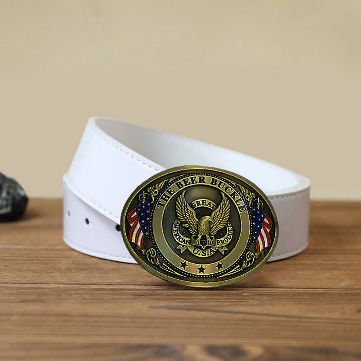 Cinturón de cuero con hebilla para hombre, diseño creativo con bandera de EE. UU. UU. y aguila