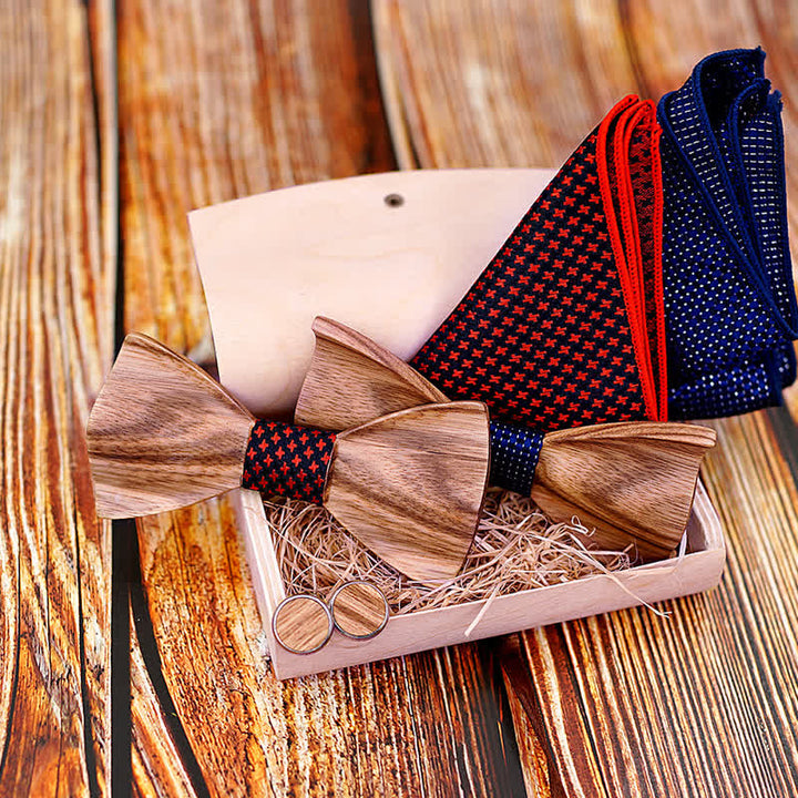 Juego de 3 pajaritas clásicas de madera sencillas para hombre
