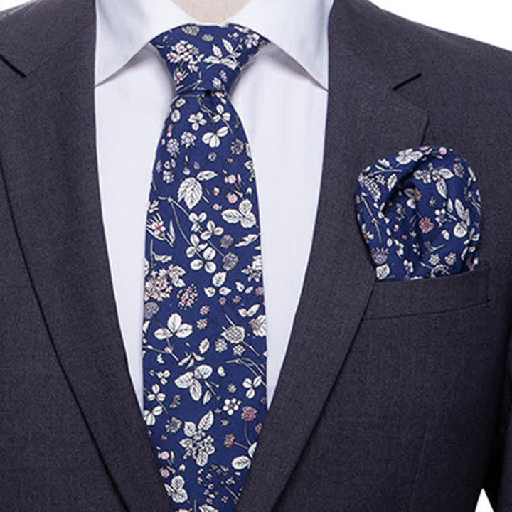 Conjunto de 2 corbatas con motivos florales y arte literario para hombre