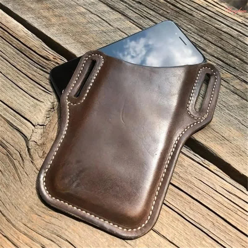 Funda de cuero para teléfono móvil con correa para el cinturón