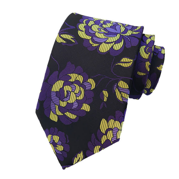 Conjunto de 3 corbatas llamativas con flores de peonía para hombre