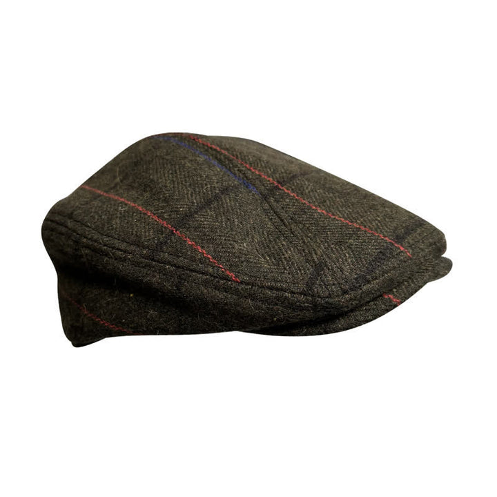 Boina vintage con rayas naranjas y azul oliva
