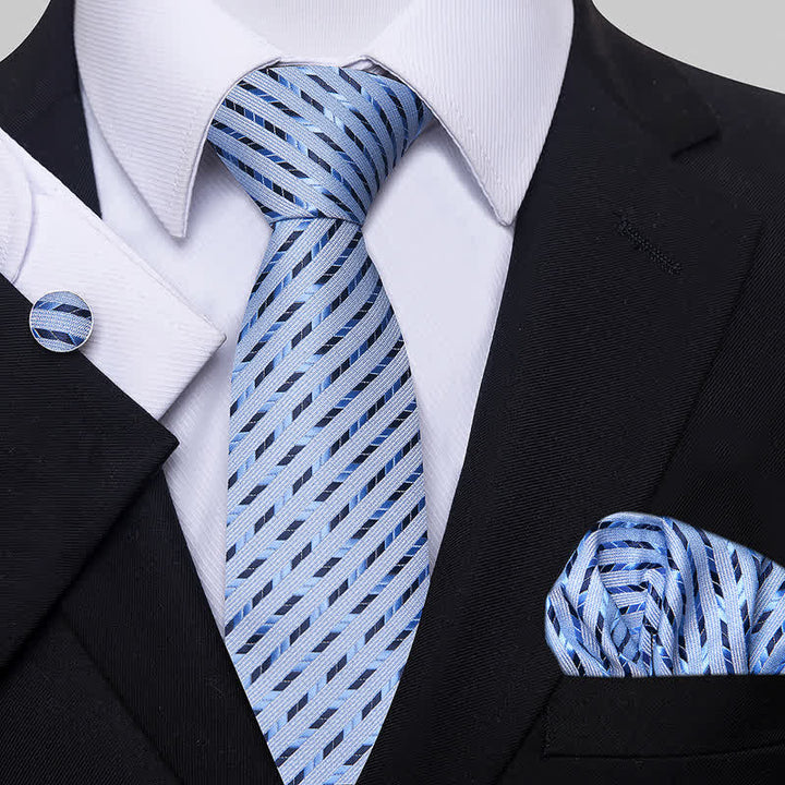 Conjunto de 3 corbatas de rayas con diseño geométrico para hombre