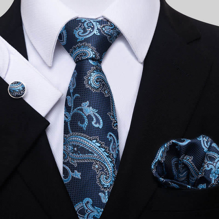 Conjunto de 3 corbatas de cachemira en tono azul para hombre