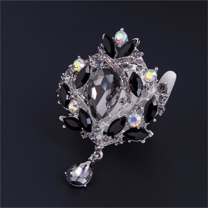 Broche de gota de agua con capullo floral brillante para mujer