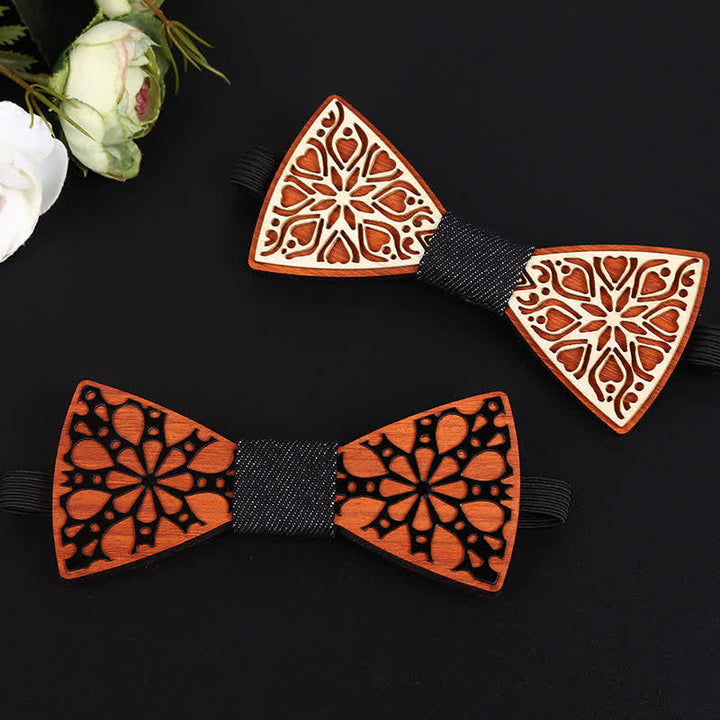 Pajarita de madera con diseño floral majestuoso para hombre
