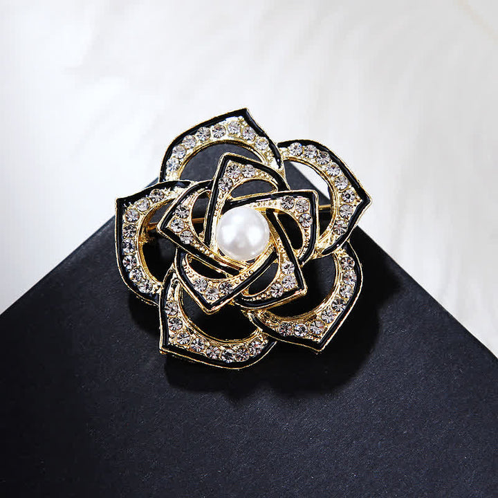 Broche de camelia hueca decorativa para mujer