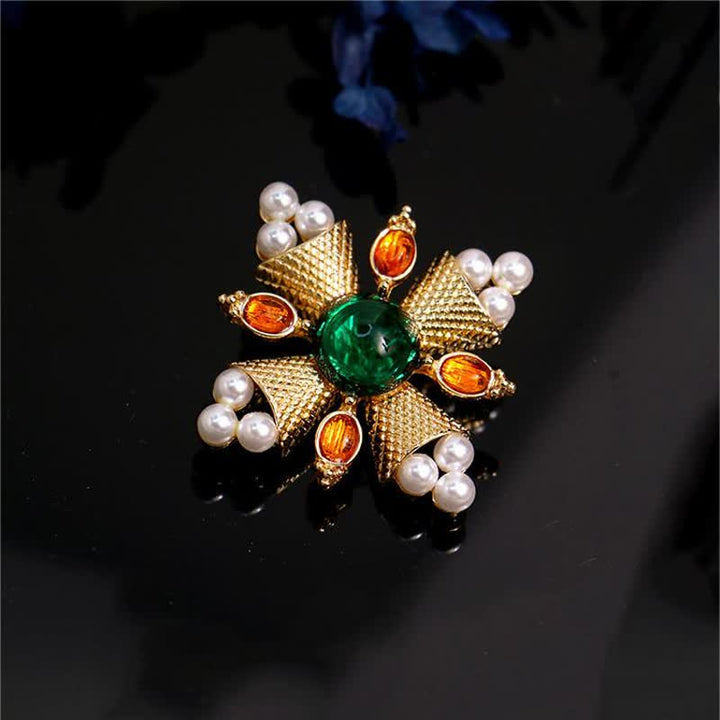 Broche de perla con cruz barroca de emperatriz para mujer