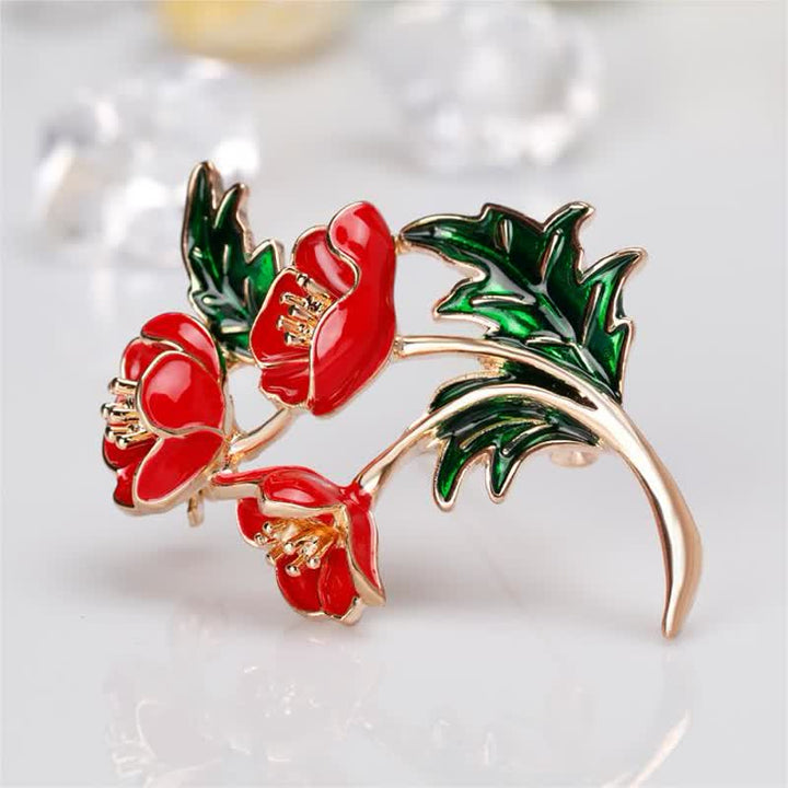 Broche unisex con ramo de flores de amapola