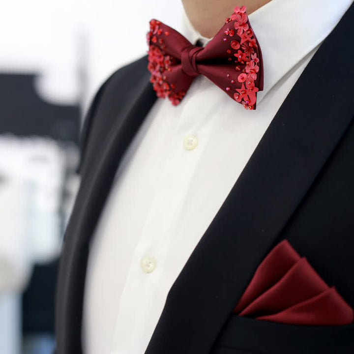 Pañuelo de bolsillo con lazo y lentejuelas para hombre