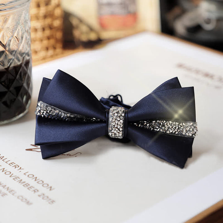 Conjunto de pajarita de satén con brillantes diamantes de imitación para hombre
