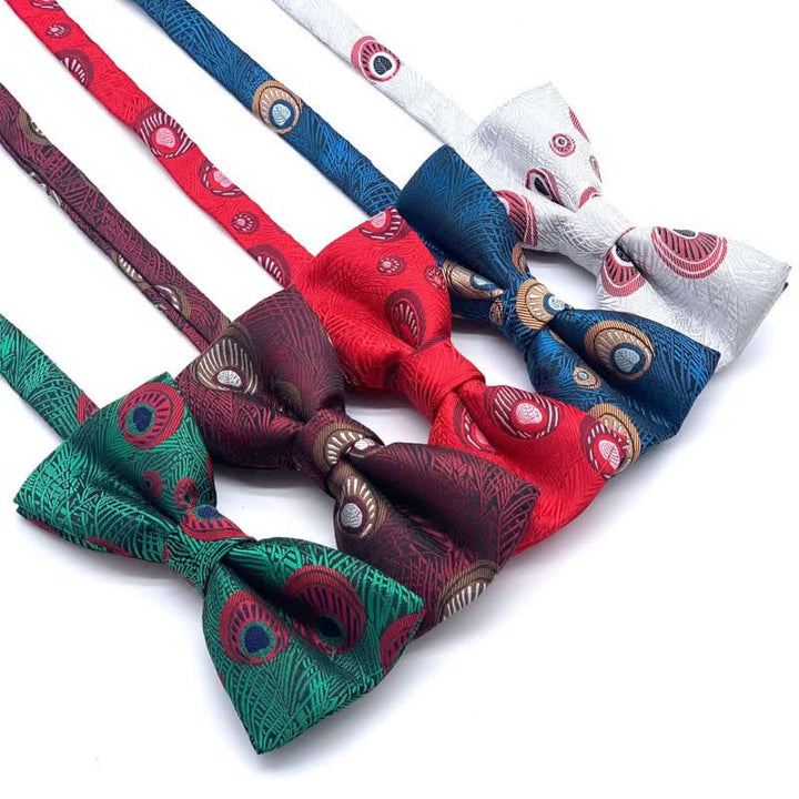 Pajarita con estampado de plumas de pavo real para hombre