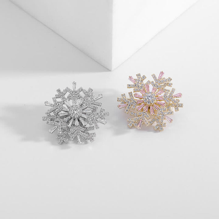 Broche de copo de nieve giratorio para mujer