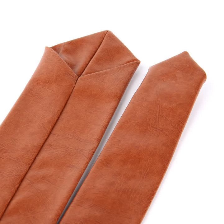 Corbata informal estrecha de cuero sintético para hombre