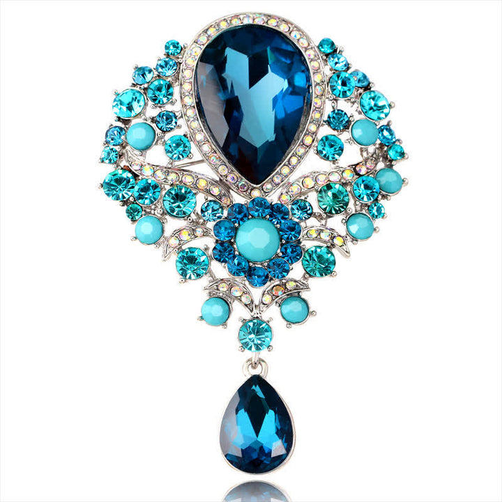Broche de cristal transparente con forma de flor y gota de agua para mujer.