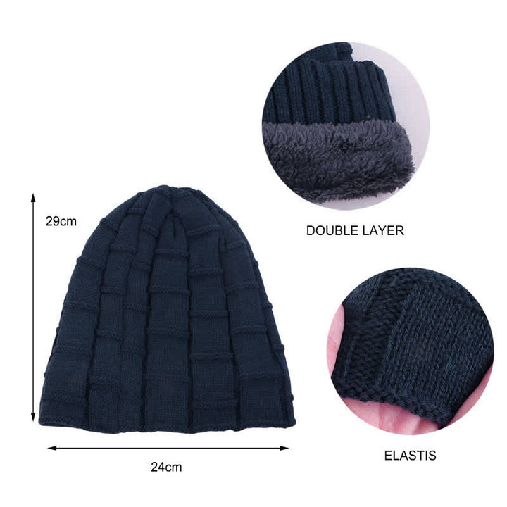 Gorro de punto cálido con forro de piel