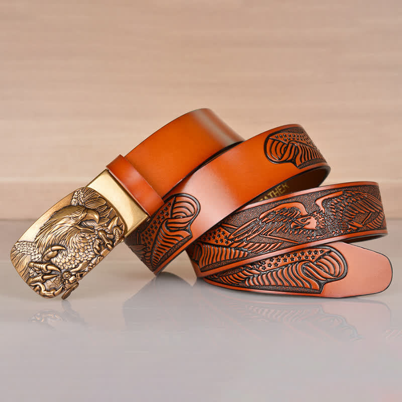 Cinturón de cuero con hebilla automática Mighty Eagle Sharp Claw para hombre