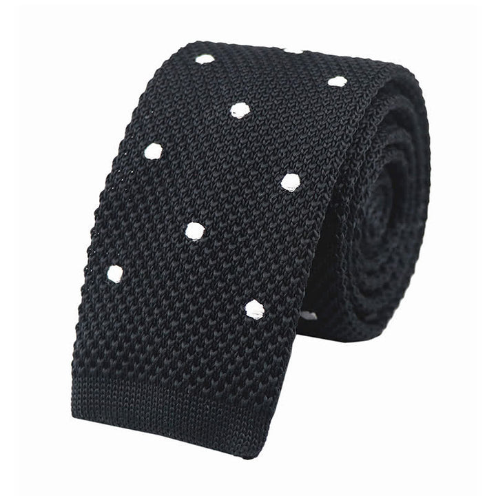 Corbata de punto con lunares blancos para hombre
