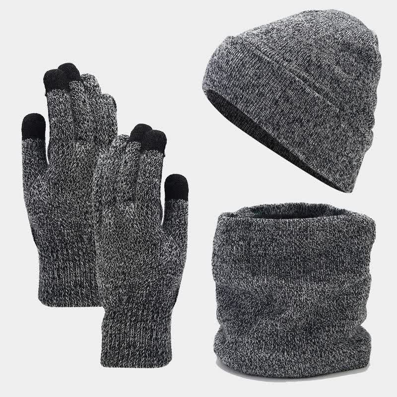 Conjunto de 3 piezas de gorro, bufanda y guantes unisex holgados y cálidos