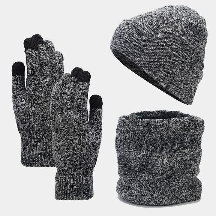 Conjunto de 3 piezas de gorro, bufanda y guantes unisex holgados y cálidos