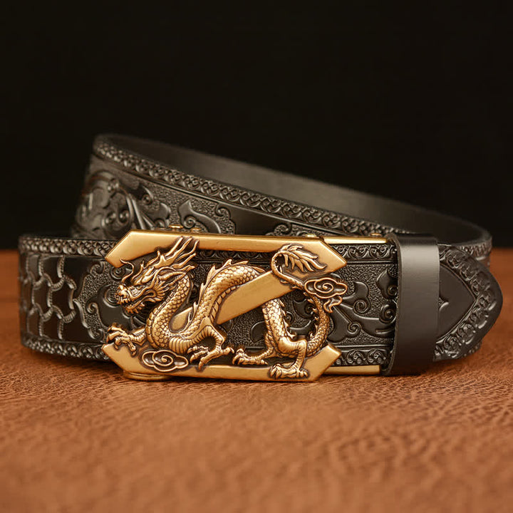 Cinturón de cuero con la letra Z del dragón retro en relieve para hombre