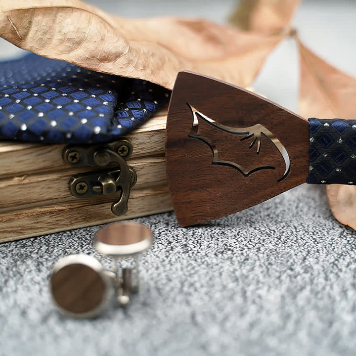 Juego de 3 pajaritas de madera con alas de demonio para hombre