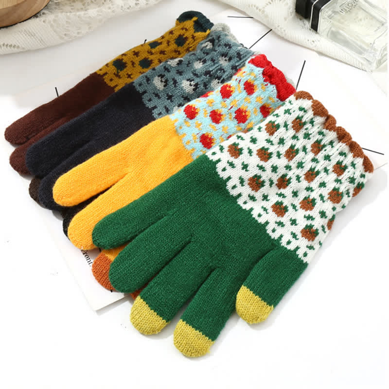 Guantes tejidos con dedos completos para jardinería y pantallas táctiles para mujer