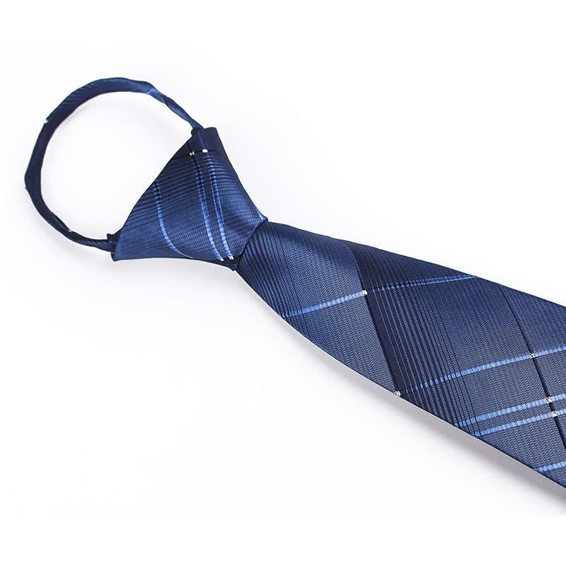 Corbata de cuadros con cremallera en azul marino degradado para hombre