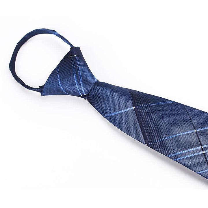 Corbata de cuadros con cremallera en azul marino degradado para hombre