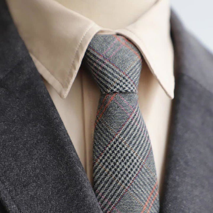 Corbata de cuadros con cremallera retro para hombre