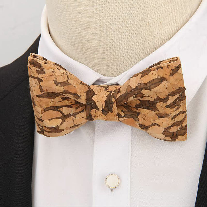 Pajarita de madera con corcho para hombre, creativa y sencilla