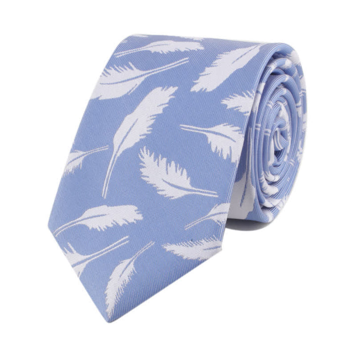 Corbata de jacquard con estampado de plumas para hombre