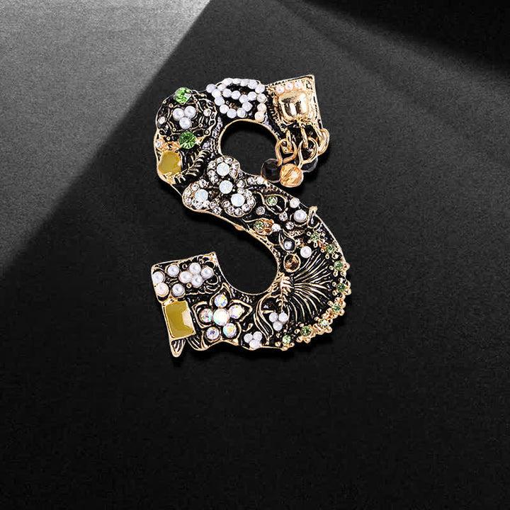 Broche unisex con letra de perla barroca