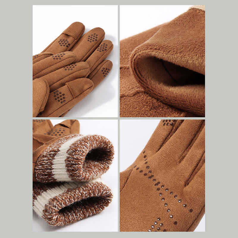 Guantes unisex de gamuza polar antideslizantes con dedos divididos