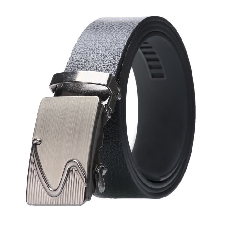 Cinturón de cuero negro con hebilla automática para hombre