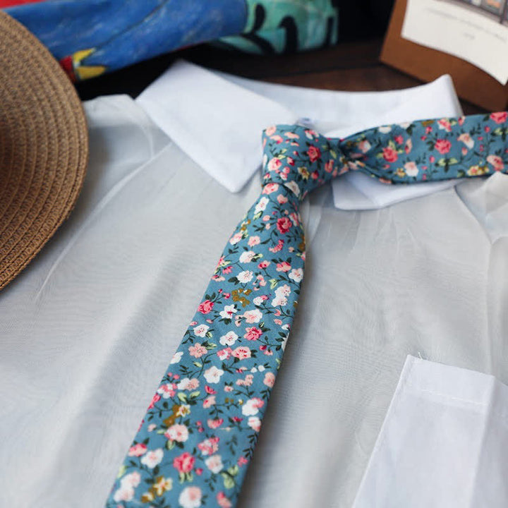Corbata romántica floral ajustada para hombre