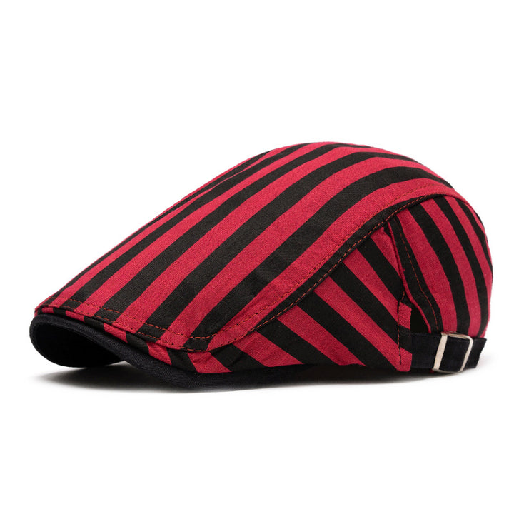 Boina de algodón puro a rayas y cuadros de moda para primavera y verano - Raya roja - Ajustable (22"-24") - image 14