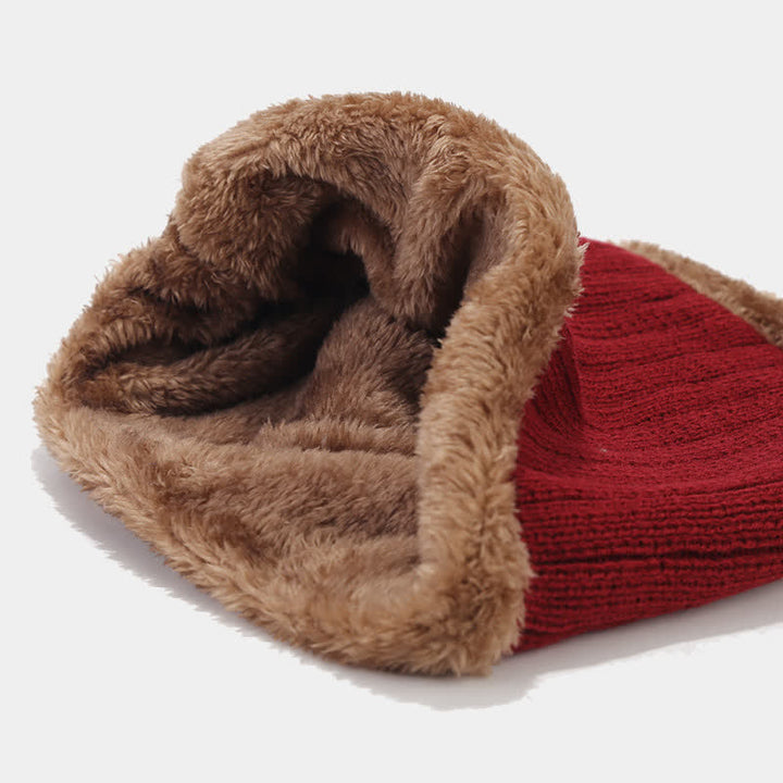 Conjunto de 3 guantes y gorro de punto de sarga gruesa unisex