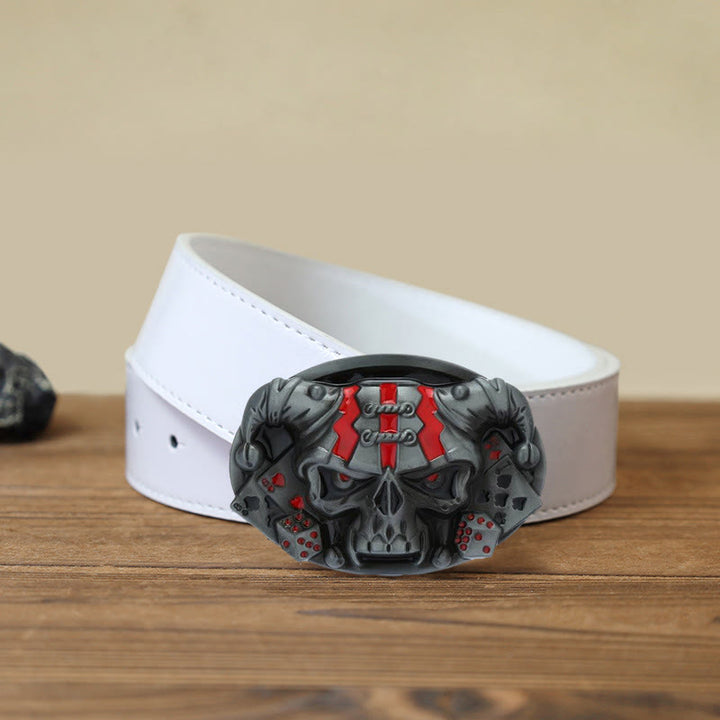 Cinturón de cuero con hebilla de payaso y calavera para hombre, hecho a mano
