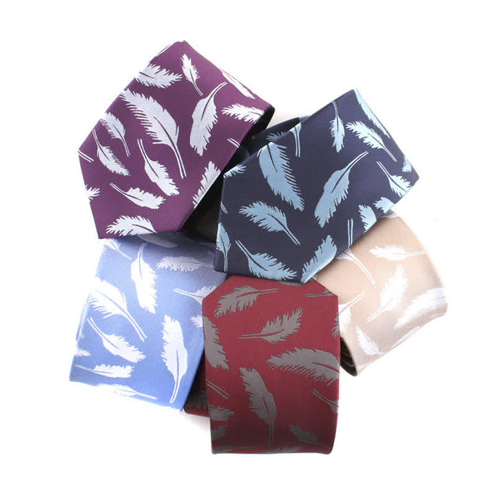 Corbata de jacquard con estampado de plumas para hombre