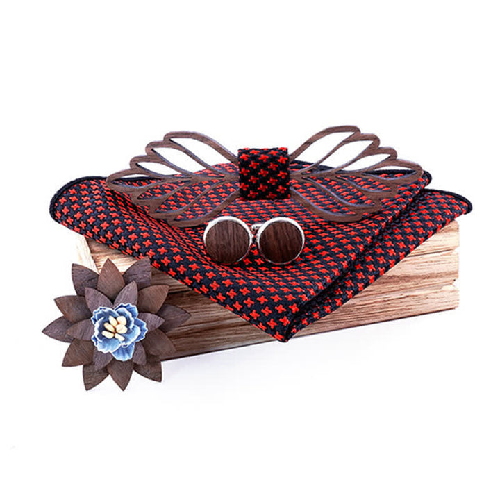 Juego de 4 pajaritas de madera con forma de hojas huecas para hombre