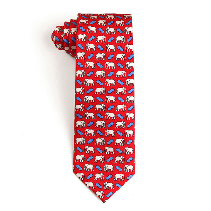 Corbata de seda pura con motivos de animales bailando para hombre