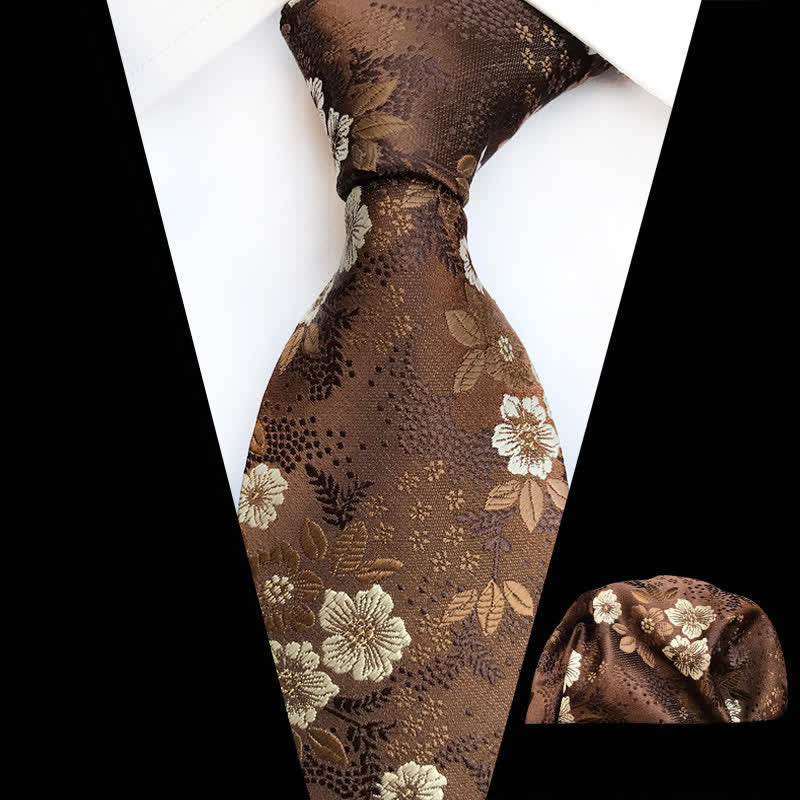 Conjunto de 2 corbatas florales con flores de ciruelo para hombre