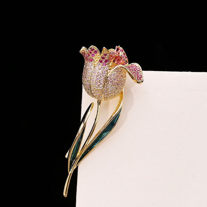 Broche de tulipán Deep Love para mujer
